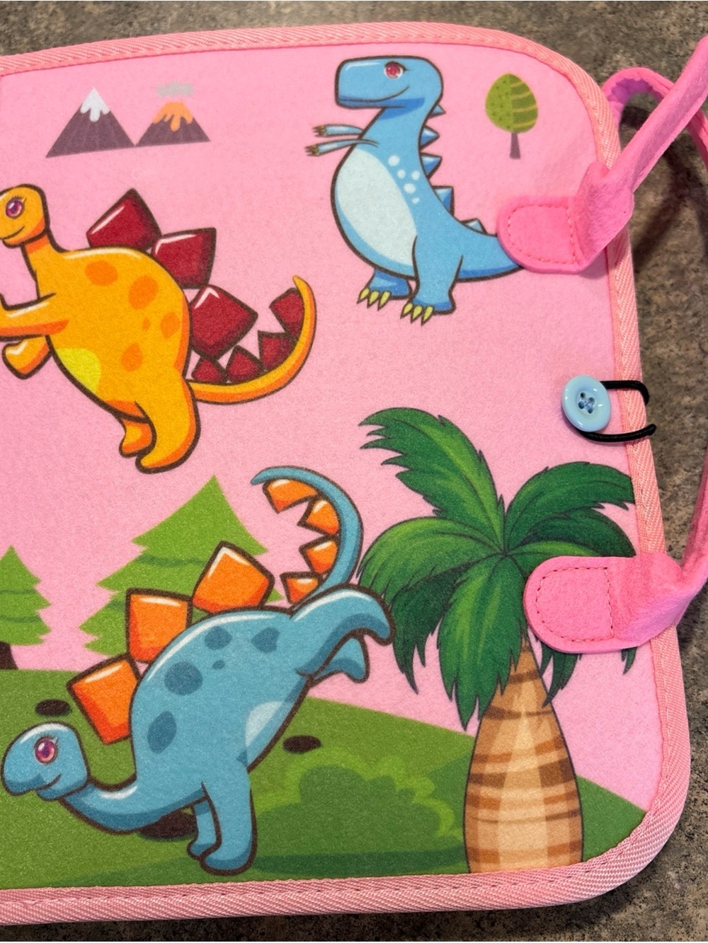 Toddler Pink Dinosaur ActivityTravel Montessori Book with Bag